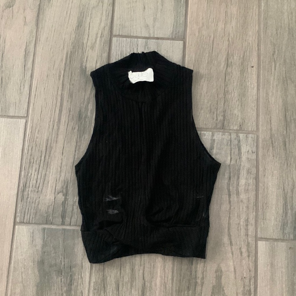 Cale black twist front tank top